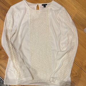 Ann Taylor White Lace Detail Top